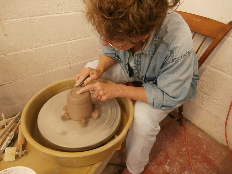 Potterat  pottery wheel at Colonial Folk Art Studios in Williamsburg, Va